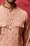 Qbik_Pink Kurta Cotton Viscose Printed Pathani Salwar Set _Online_at_Aza_Fashions