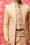 Buy_Qbik_Beige Cotton Viscose Printed Jacket Kurta Set _Online_at_Aza_Fashions