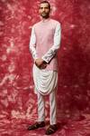 Buy_Qbik_Pink Matka Silk Embroidered Nehru Jacket Set_at_Aza_Fashions