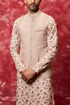 Qbik Pink Cotton Silk Nehru Jacket Set Online at Aza Fashions Qbik_Pink Cotton Silk Nehru Jacket Set _Online_at_Aza_Fashions
