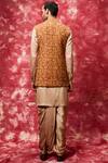 Shop_Qbik_Gold Chanderi Silk Bundi Kurta Set _at_Aza_Fashions