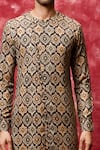 Qbik_Brown Cotton Viscose Printed Kurta Set _Online_at_Aza_Fashions