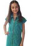 Buy_Kommal Sood_Green Zipper Dress For Girls_Online_at_Aza_Fashions