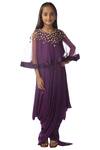 Buy_Kommal Sood_Purple Chiffon, Net Embellished Dress With Cape_at_Aza_Fashions