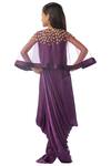 Shop_Kommal Sood_Purple Chiffon, Net Embellished Dress With Cape_at_Aza_Fashions