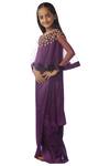 Kommal Sood_Purple Chiffon, Net Embellished Dress With Cape_Online_at_Aza_Fashions