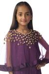 Buy_Kommal Sood_Purple Chiffon, Net Embellished Dress With Cape_Online_at_Aza_Fashions