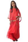 Buy_Kommal Sood_Red Organza, Net, Lace Embroidery Embellished Lehenga Set With Cape_Online_at_Aza_Fashions