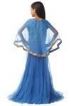 Shop_Kommal Sood_Blue Embroidery Embellished Lehenga Set With Cape_at_Aza_Fashions