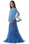 Shop_Kommal Sood_Blue Embroidery Embellished Lehenga Set With Cape_Online_at_Aza_Fashions