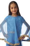 Kommal Sood_Blue Embroidery Embellished Lehenga Set With Cape_at_Aza_Fashions