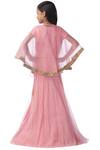 Shop_Kommal Sood_Pink Organza, Net, Lace Embroidery, Sequins Embellished Lehenga Set With Cape_at_Aza_Fashions