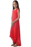 Kommal Sood_Red Georgette Draped Dress_Online_at_Aza_Fashions