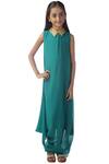 Buy_Kommal Sood_Green Georgette Draped Dress_at_Aza_Fashions