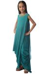 Kommal Sood_Green Chiffon Embroidery Draped Maxi Dress_Online_at_Aza_Fashions