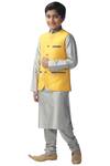 Buy_Kommal Sood_Yellow Cotton Silk Bundi Kurta Set For Boys_at_Aza_Fashions