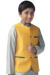 Buy_Kommal Sood_Yellow Cotton Silk Bundi Kurta Set For Boys_Online_at_Aza_Fashions