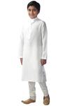 Buy_Kommal Sood_White Cotton, Silk Kurta Set_at_Aza_Fashions