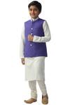 Buy_Kommal Sood_Blue Embroidered Bundi Kurta Set For Boys_at_Aza_Fashions