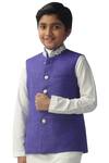 Buy_Kommal Sood_Blue Embroidered Bundi Kurta Set For Boys_Online_at_Aza_Fashions