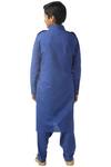 Shop_Kommal Sood_Blue Cotton Silk Pathani Kurta Set For Boys_at_Aza_Fashions