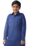 Buy_Kommal Sood_Blue Cotton Silk Pathani Kurta Set For Boys_Online_at_Aza_Fashions