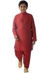 Buy_Kommal Sood_Maroon Cotton, Silk Kurta Set_at_Aza_Fashions