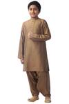 Buy_Kommal Sood_Brown Cotton, Silk Kurta Set_at_Aza_Fashions