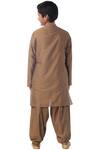 Shop_Kommal Sood_Brown Cotton, Silk Kurta Set_at_Aza_Fashions