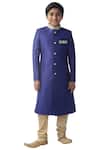 Buy_Kommal Sood_Beige Cotton Silk Sherwani Kurta Set For Boys_at_Aza_Fashions