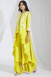 Buy_Manish Malhotra_Yellow Dupion Crepe Embroidered Kurta Sharara Set_at_Aza_Fashions