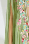 Manish Malhotra_Green Georgette Embroidered Cape Pant Set_at_Aza_Fashions