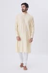 Shop_Gaurav Katta_Beige Silk Kurta _Online_at_Aza_Fashions