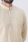 Gaurav Katta_Beige Silk Kurta _at_Aza_Fashions