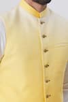 Gaurav Katta_Yellow Cotton Silk Nehru Jacket _at_Aza_Fashions