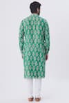 Shop_Gaurav Katta_Green Handloom Cotton Batik Print Kurta_at_Aza_Fashions