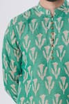 Gaurav Katta_Green Handloom Cotton Batik Print Kurta_at_Aza_Fashions