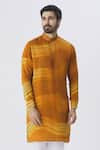 Buy_Gaurav Katta_Brown Silk Chanderi Kurta _at_Aza_Fashions