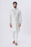Shop_Gaurav Katta_Grey Silk Chanderi Kurta _Online_at_Aza_Fashions