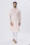 Shop_Gaurav Katta_Pink Organza Silk Chanderi Kurta_Online_at_Aza_Fashions