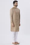 Gaurav Katta_Brown Textured Silk Kurta_Online_at_Aza_Fashions