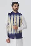 Buy_Gaurav Katta_Blue Italian Cotton Tie-dye Bundi _at_Aza_Fashions