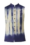 Buy_Gaurav Katta_Blue Italian Cotton Tie-dye Bundi _Online_at_Aza_Fashions