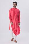 Buy_Kommal Sood_Peach Silk Draped Kurta Set_Online_at_Aza_Fashions