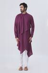 Shop_Kommal Sood_Purple Cotton Silk Draped Kurta Set  _Online_at_Aza_Fashions