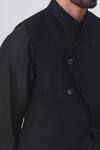 Kommal Sood_Black Cotton Silk Embroidered Bundi And Kurta Set_at_Aza_Fashions
