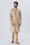 Kommal Sood_Beige Cotton Silk Kurta Set  _Online_at_Aza_Fashions