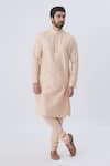 Buy_Kommal Sood_Peach Cotton Silk Kurta Set  _Online_at_Aza_Fashions