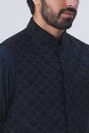 Kommal Sood_Blue Cotton Silk Jacquard Bundi And Kurta Set  _at_Aza_Fashions