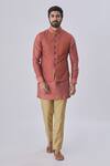 Kunal Anil Tanna_Pink Spun Silk Textured Bundi And Kurta Set_Online_at_Aza_Fashions